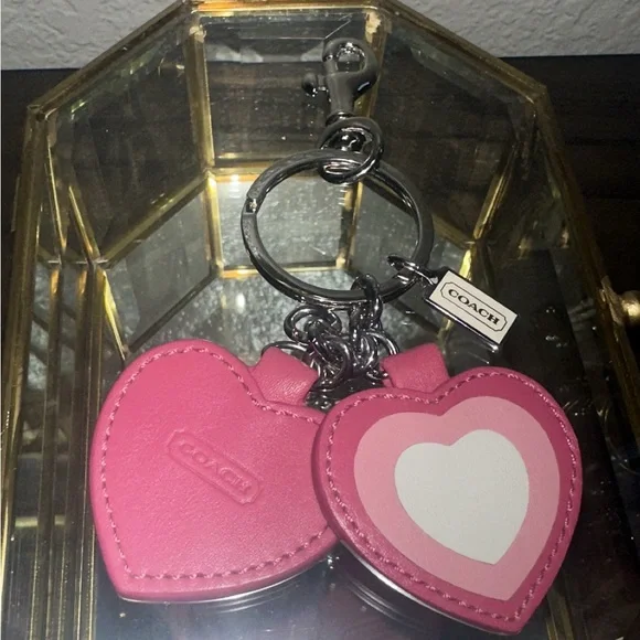 Coach Pink Heart Keychain Set Y2K Rare - Picture 1 of 5